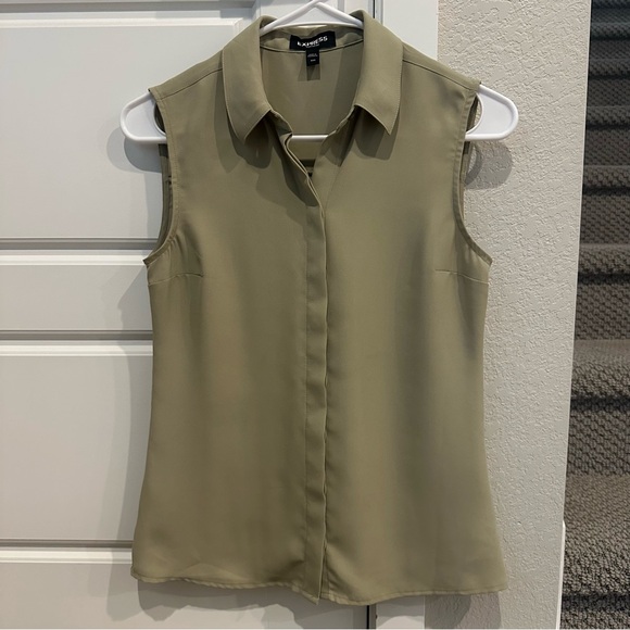 Express Green Sleeveless Button Up Portofino Blouse with Collar Tank Top XXS - Picture 1 of 1